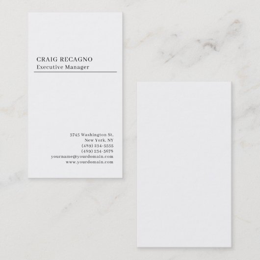 Minimalist Modern Plain Trendy Black White 名刺 (正面/裏面)