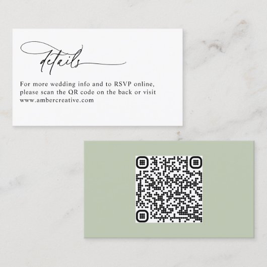 Minimalist Modern QR Code Wedding Enclosure Card 名刺 (正面/裏面)