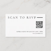 Minimalist Modern QR Code Wedding Website RSVP エンクロージャーカード (正面)