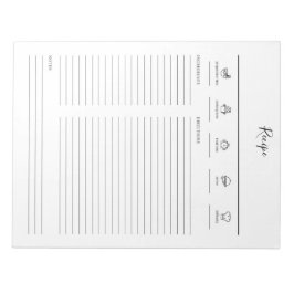 Minimalist Modern Recipe Cookbook ノートパッド