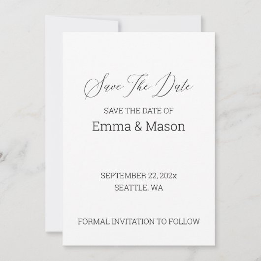 Minimalist Modern Save The Date Card  シーズンカード (正面)