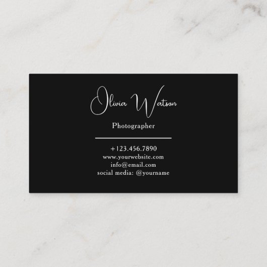 Minimalist Modern Script Professional Photographer 名刺 (裏面)