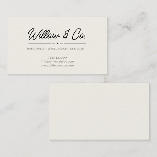 Minimalist Modern Script Small Business Card 名刺 (正面/裏面)