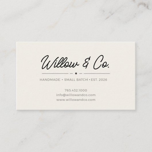 Minimalist Modern Script Small Business Card 名刺 (正面)