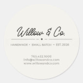Minimalist Modern Script Small Business Sticker ラウンドシール (正面)