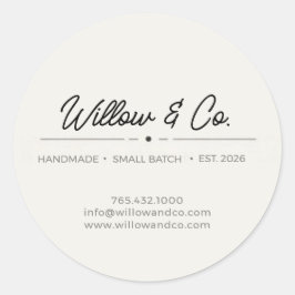 Minimalist Modern Script Small Business Sticker ラウンドシール