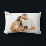Minimalist Modern Simple and Chic Photo ランバークッション<br><div class="desc">This chic pillow features 2 custom photo templates you can replace with your own personal photos. It also has a trendy modern script typography that says "love" and a text you can replace with your loved own text. A simple, minimalist yet absolutely stylish gift for your mother, spouse, or any...</div>