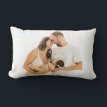 Minimalist Modern Simple and Chic Photo Blue ランバークッション<br><div class="desc">This chic pillow features 2 custom photo templates you can replace with your own personal photos. It also has a trendy modern script typography that says "love" and a text you can replace with your loved own text. A simple, minimalist yet absolutely stylish gift for your mother, spouse, or any...</div>