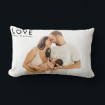 Minimalist Modern Simple and Chic Photo Lumbar Cus ランバークッション<br><div class="desc">This chic pillow features 2 custom photo templates you can replace with your own personal photos. It also has a trendy modern script typography that says "love" and a text you can replace with your loved own text. A simple, minimalist yet absolutely stylish gift for your mother, spouse, or any...</div>