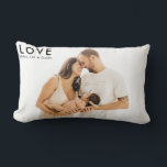 Minimalist Modern Simple and Chic Photo Lumbar Cus ランバークッション<br><div class="desc">This chic pillow features 2 custom photo templates you can replace with your own personal photos. It also has a trendy modern script typography that says "love" and a text you can replace with your loved own text. A simple, minimalist yet absolutely stylish gift for your mother, spouse, or any...</div>