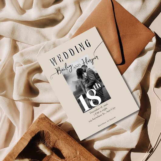 Minimalist Modern Simple Photo Wedding Invitation 招待状