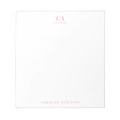 Minimalist Modern Simple Pink Monogram Personal  ノートパッド (正面)