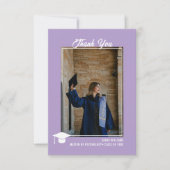 Minimalist Modern Sleek Lavender Photo Graduation サンキューカード (正面)