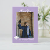 Minimalist Modern Sleek Lavender Photo Graduation サンキューカード (スタンド正面)