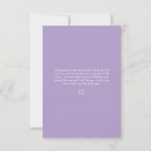 Minimalist Modern Sleek Lavender Photo Graduation サンキューカード (裏面)