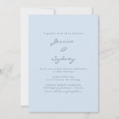Minimalist Modern Soft Blue Script Wedding 招待状 (正面)