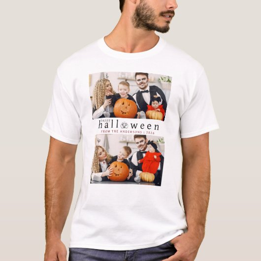 Minimalist Modern Spooky Happy Halloween 2 Photo Tシャツ (正面)