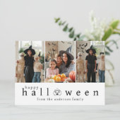 Minimalist Modern Spooky Happy Halloween 3 Photo シーズンカード (スタンド正面)