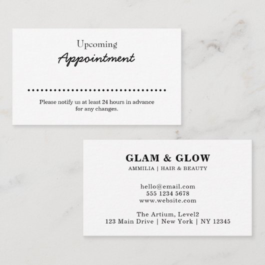 Minimalist Modern | Stylish Handwritten Reminder 予約カード (正面/裏面)