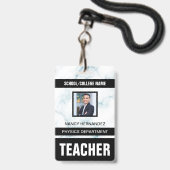 Minimalist Modern Teacher ID Card バッジ (正面（ネックストラップ付）)