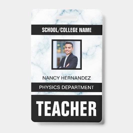 Minimalist Modern Teacher ID Card バッジ (正面)
