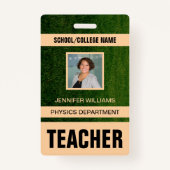 Minimalist Modern Teacher ID Card バッジ (正面)