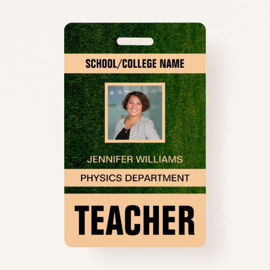 Minimalist Modern Teacher ID Card バッジ (正面)