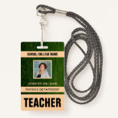 Minimalist Modern Teacher ID Card バッジ (正面ランヤード)