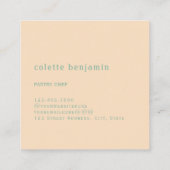 Minimalist Modern Turquoise-Green & Pale Peach スクエア名刺 (裏面)