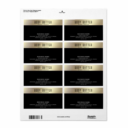 Minimalist modern typography gold black label ラベル (フルシート)