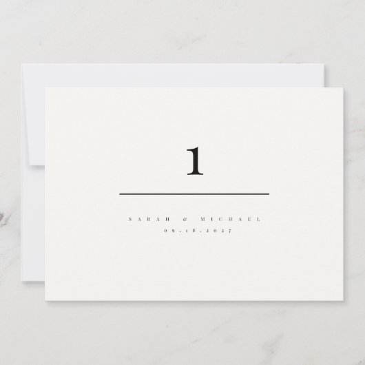 Minimalist Modern Typography Wedding Table Number 招待状 (正面)