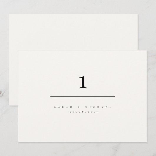 Minimalist Modern Typography Wedding Table Number 招待状 (正面/裏面)