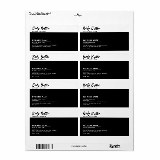 Minimalist modern typography white black label ラベル (フルシート)