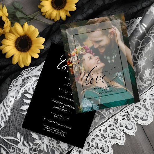 Minimalist Modern Vellum Effect Photo Wedding セーブザデート