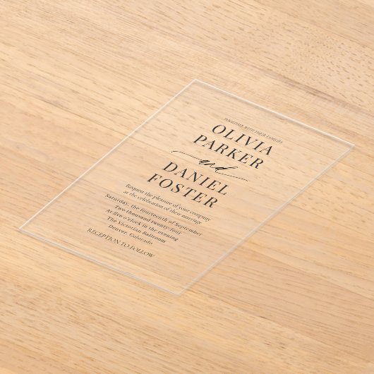 Minimalist Modern Wedding アクリル招待状 (レイダウン)