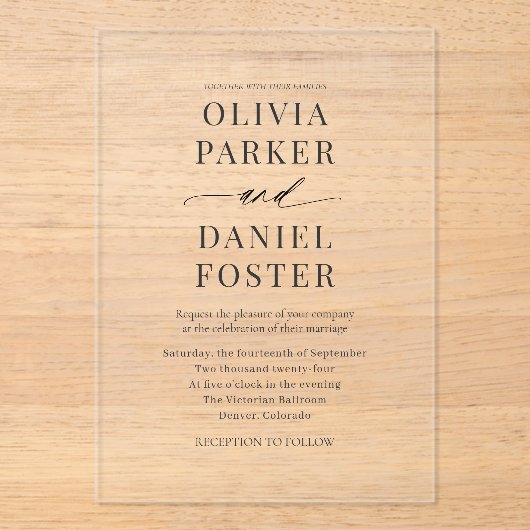 Minimalist Modern Wedding アクリル招待状 (正面)