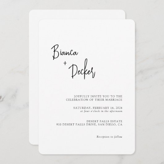Minimalist Modern Wedding 招待状 (正面/裏面)