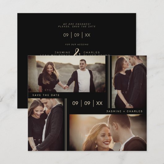 Minimalist Modern Wedding Collage Four Photos (正面/裏面)