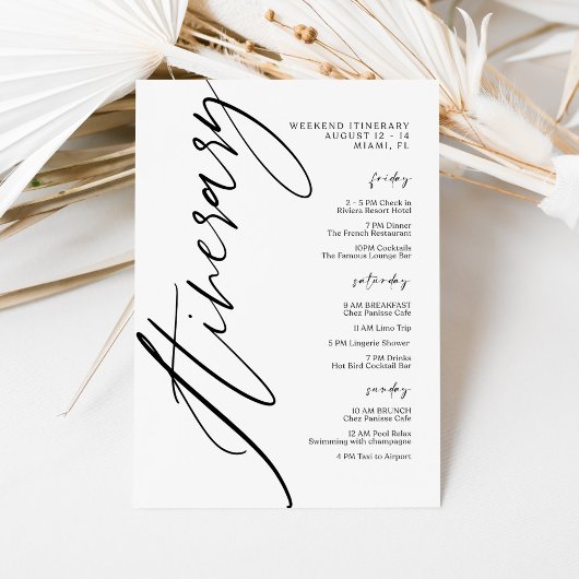 Minimalist Modern Wedding Itinerary Invitation 招待状