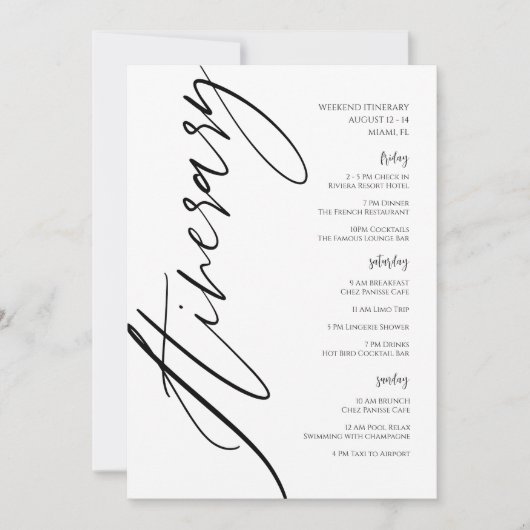 Minimalist Modern Wedding Itinerary Invitation 招待状 (正面)