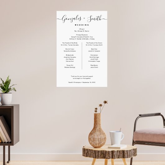 Minimalist Modern Wedding Party Welcome sign ポスター (リビング3)