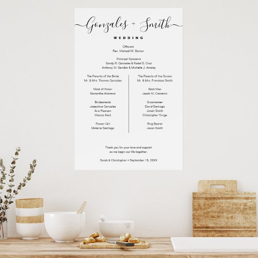 Minimalist Modern Wedding Party Welcome sign ポスター (キッチン)