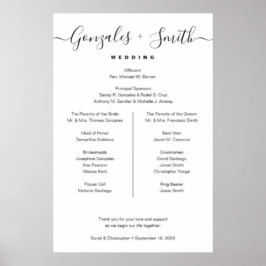 Minimalist Modern Wedding Party Welcome sign ポスター (正面)