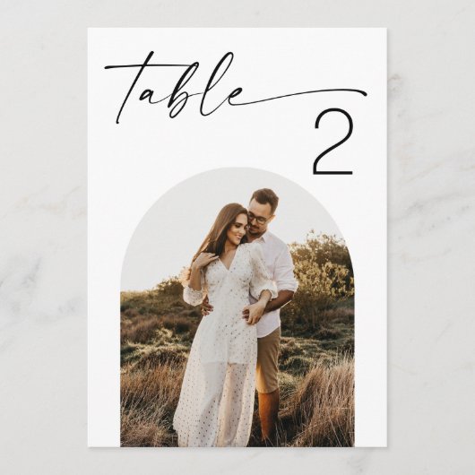 Minimalist Modern Wedding Photo Arch Table Numbers 招待状 (正面)