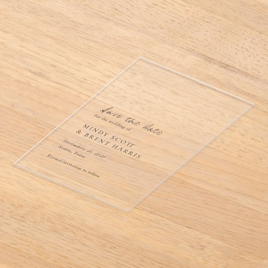 Minimalist Modern Wedding Save the Date アクリル招待状 (レイダウン)