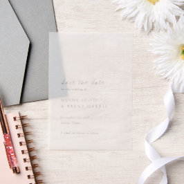 Minimalist Modern Wedding Save the Date ベラム紙招待状