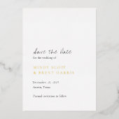 Minimalist Modern Wedding Save the Date 箔招待状 (正面)