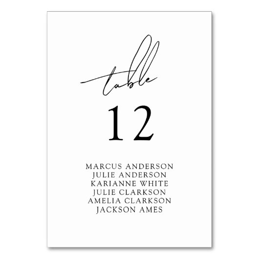 Minimalist Modern & Whimsical Script テーブルナンバー (正面)