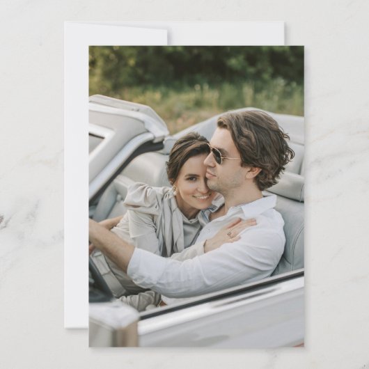 Minimalist Modern & Whimsical Script Save the Date 招待状 (裏面)