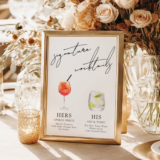 Minimalist Modern & Whimsical Signature Cocktails ポスター